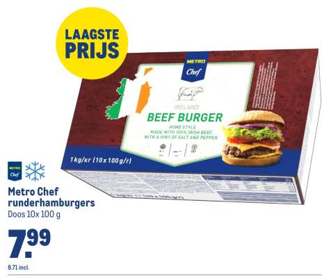 Metro Chef runderhamburgers