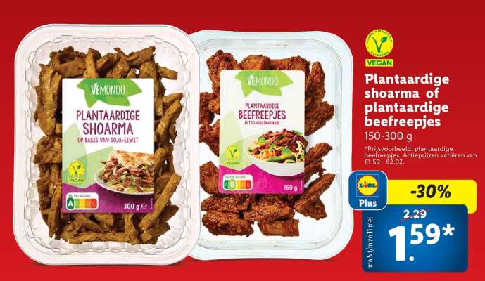 Plantaardige shoarma of plantaardige beefreepjes
