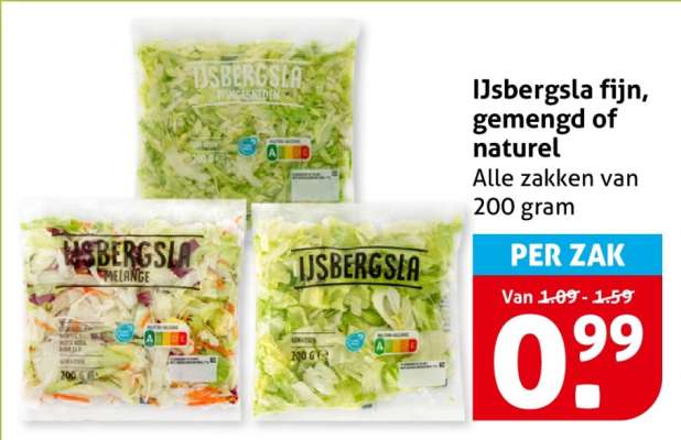 IJsbergsla fijn, gemengd of naturel