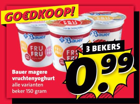 Bauer magere vruchtenyoghurt