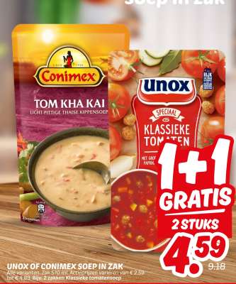 Unox of Conimex soep in zak
