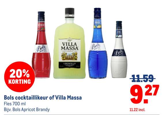 Bols cocktail likeur of Villa Massa