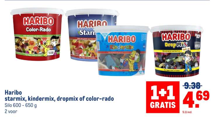 Haribo starmix, kindermix, dropmix of color-rado