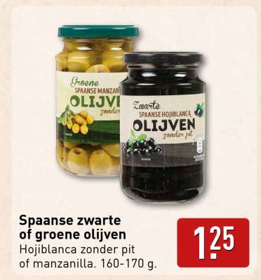 Spaanse zwarte of groene olijven
