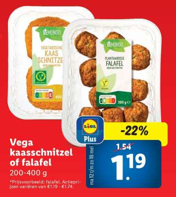 Vega kaasschnitzel of falafel