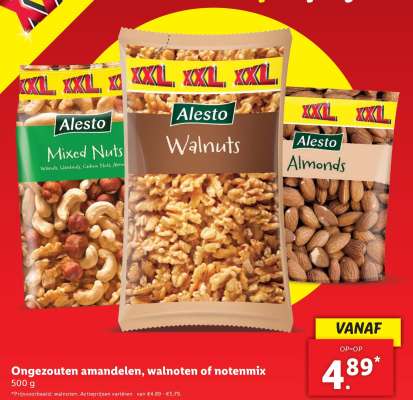 Ongezouten amandelen, walnoten of notenmix