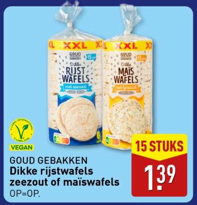 Goud Gebakken Dikke Rijstwafels Zeezout of Maiswafels