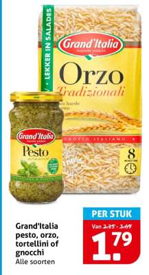 Grand'Italia pesto, orzo, tortellini of gnocchi