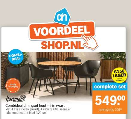 Combideal diningset hout - Iris zwart