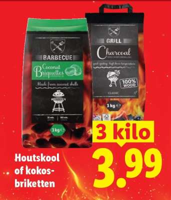 Houtskool of kokosbriketten