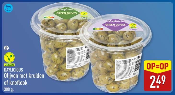 DAYLICIOUS Olijven met kruiden of knoflook