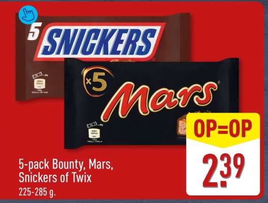 5-pack Bounty, Mars, Snickers of Twix