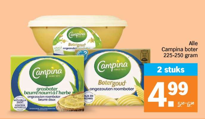 Alle Campina boter 225-250 gram