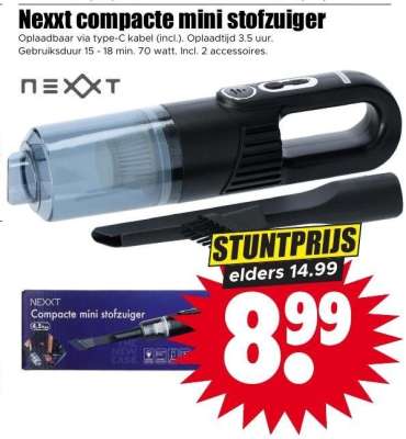 Nexxt compacte mini stofzuiger