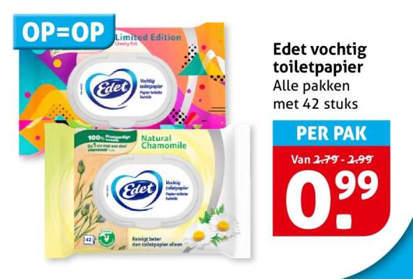Edet vochtig toiletpapier