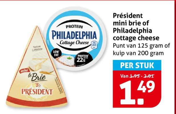 Président mini brie of Philadelphia cottage cheese