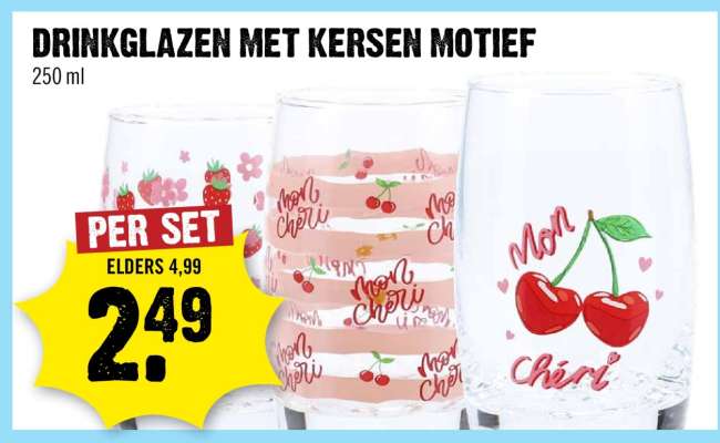 Drinkglazen met kersen motief