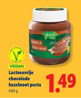 Lactosevrije chocolade hazelnoot pasta