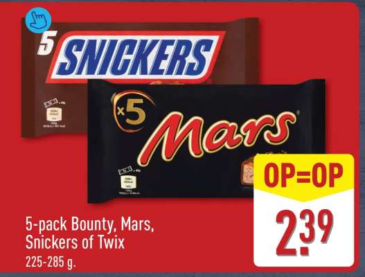 5-pack Bounty, Mars, Snickers of Twix