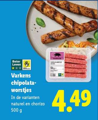 Varkens chipolata-worstjes