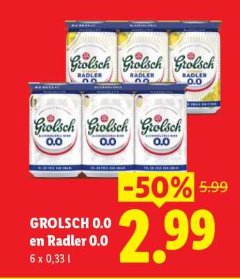 GROLSCH 0.0 en Radler 0.0