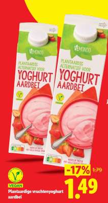 Plantaardige vruchtenyoghurt aardbei