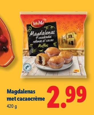Magdalenas met cacaocrème