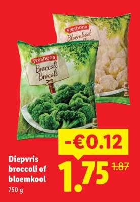 Diepvries broccoli of bloemkool