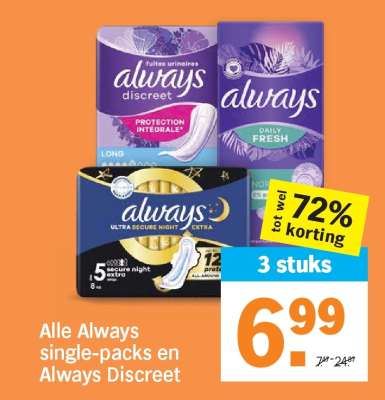 Alle Always single-packs en Always Discreet