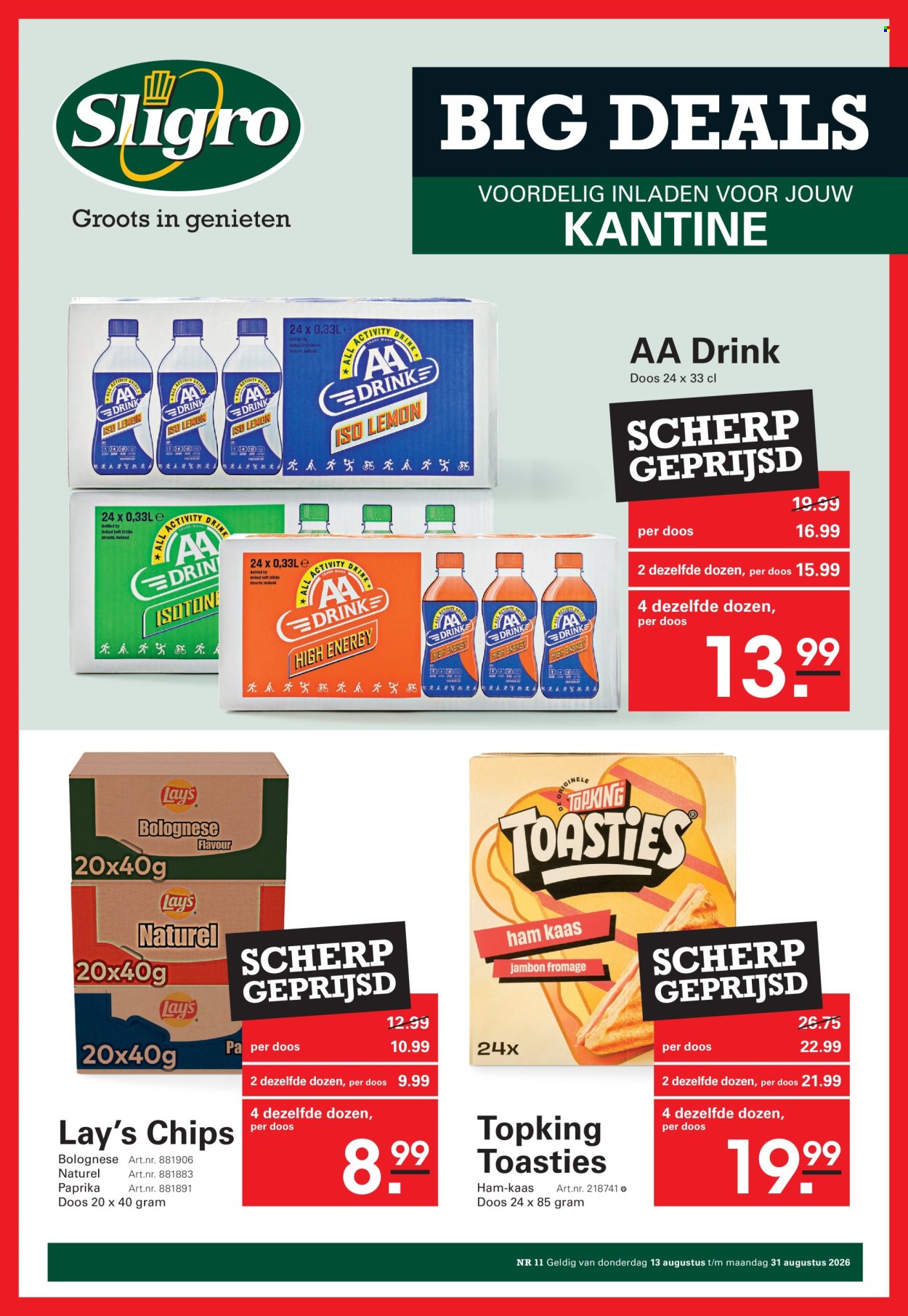 Sligro-aanbieding - 13.8.2026 - 31.8.2026. Pagina 1