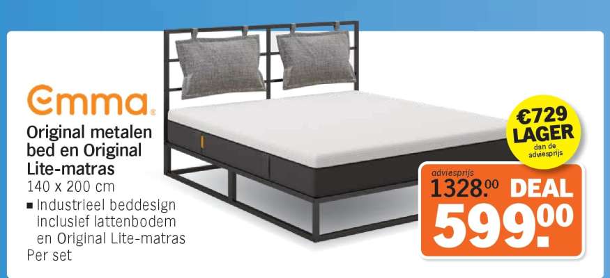 Original metalen bed en Original Lite-matras