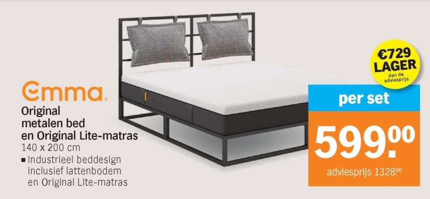 Emma Original metalen bed en Original Lite-matras