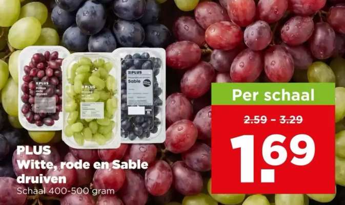 PLUS Witte, rode en Sable druiven