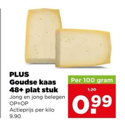 PLUS Goudse kaas 48+ plat stuk