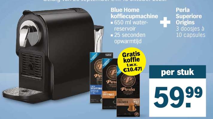 Blue Home koffiemachine + Perla Superiore Origins
