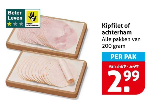 Kipfilet of achterham