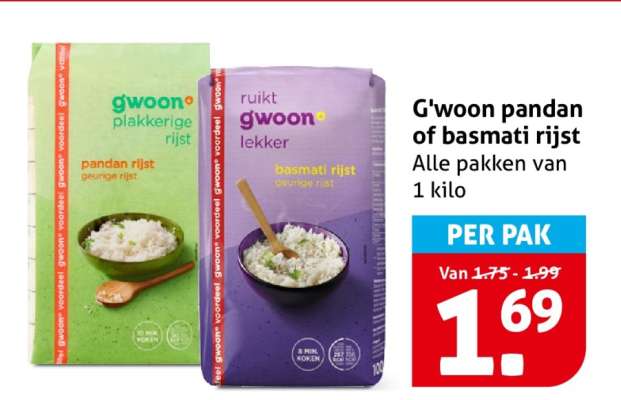 G'woon pandan of basmati rijst