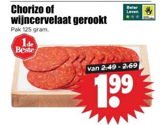 Chorizo of wijncervelaat gerookt