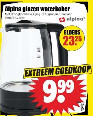 Alpina glazen waterkoker