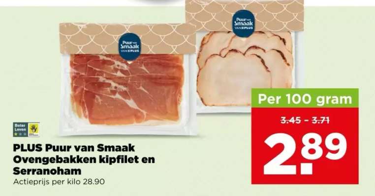 PLUS Puur van Smaak Ovengebakken kipfilet en Serranoham