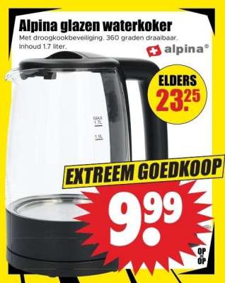 Alpina glazen waterkoker
