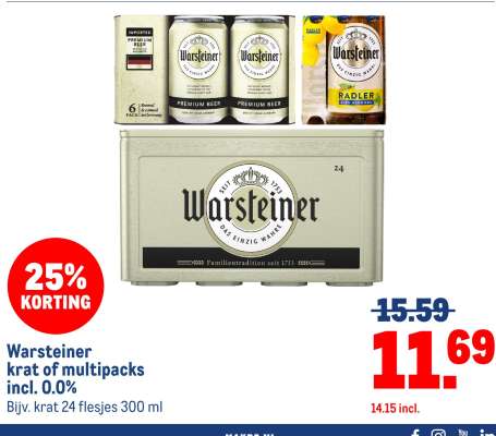 Warsteiner krat of multipacks incl. 0.0%