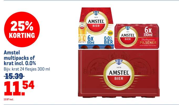 Amstel multipacks of krat incl. 0.0%