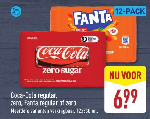 Coca-Cola regular, zero, Fanta regular or zero