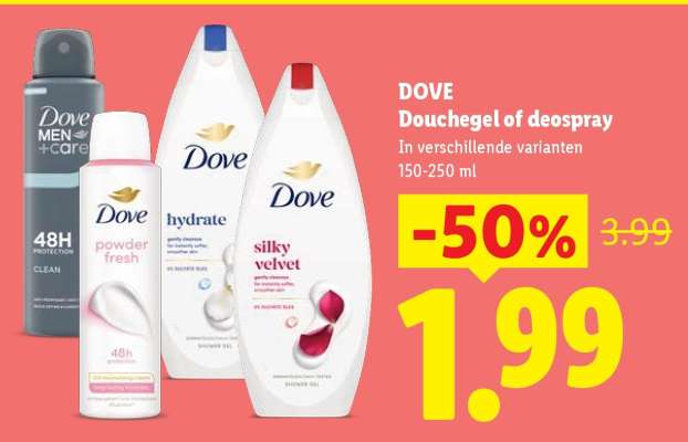 DOVE Douchegel of deospray