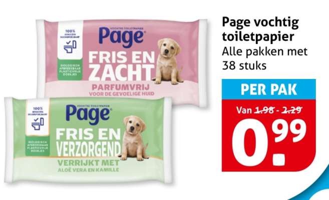 Page vochtig toiletpapier