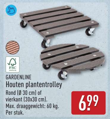GARDENLINE Houten plantentrolley